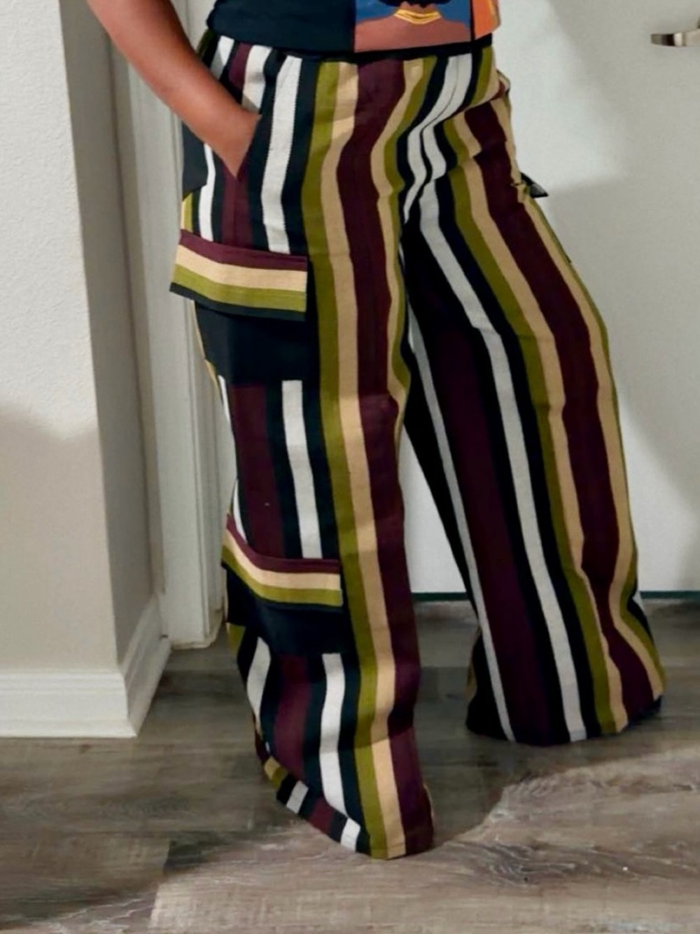 Aso Oke striped Wide-Leg Pants